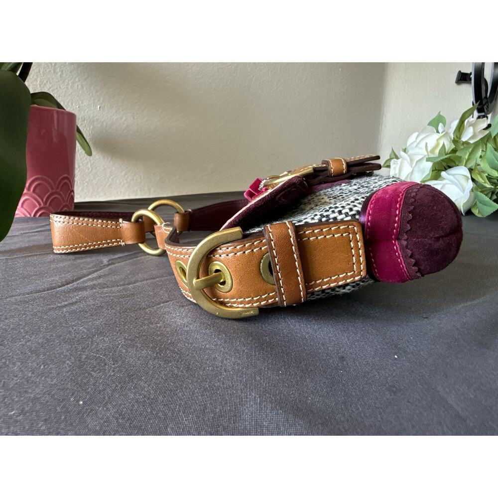 Coach Vintage Y2K Purple Tweed Suede Shoulder Bag 8F01 - Picture 9 of 11